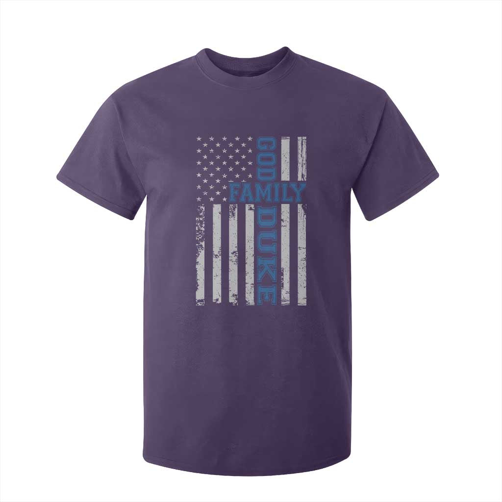 God Family Duke T Shirt For Kid Blue Game Day Vintage American Flag TS11 Purple Print Your Wear