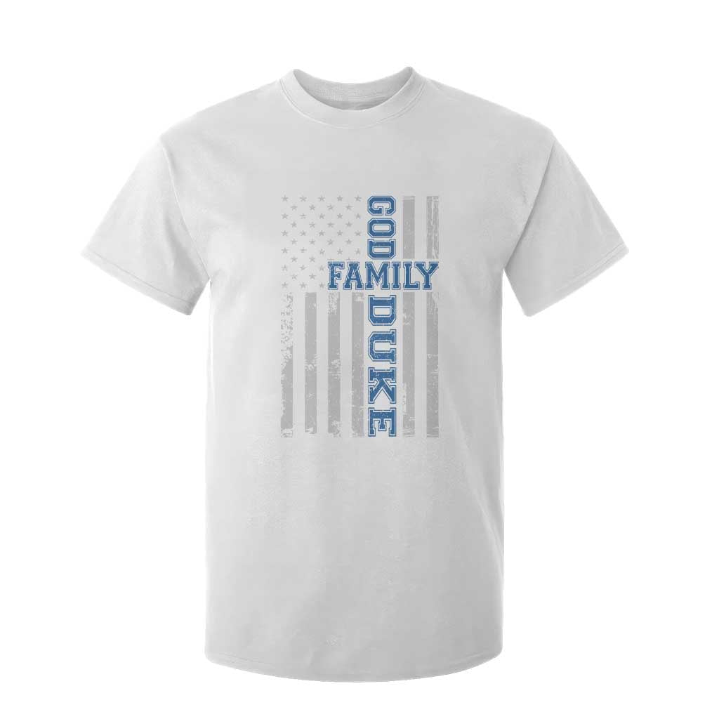 God Family Duke T Shirt For Kid Blue Game Day Vintage American Flag TS11 White Print Your Wear
