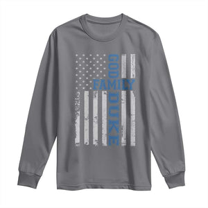 God Family Duke Long Sleeve Shirt Blue Game Day Vintage American Flag TS11 Charcoal Print Your Wear