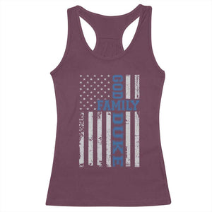 God Family Duke Racerback Tank Top Blue Game Day Vintage American Flag TS11 Maroon Print Your Wear