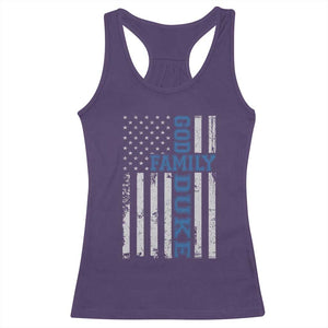 God Family Duke Racerback Tank Top Blue Game Day Vintage American Flag TS11 Purple Print Your Wear