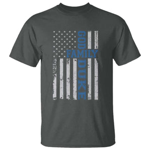 God Family Duke T Shirt Blue Game Day Vintage American Flag TS11 Dark Heather Print Your Wear