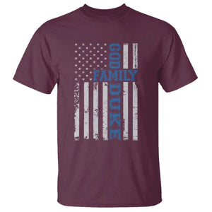 God Family Duke T Shirt Blue Game Day Vintage American Flag TS11 Maroon Print Your Wear
