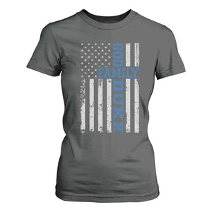 God Family Duke T Shirt For Women Blue Game Day Vintage American Flag TS11 Dark Heather Print Your Wear