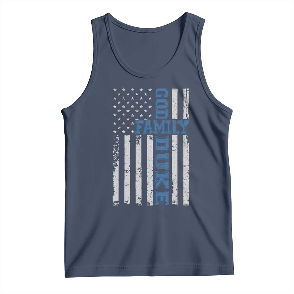 God Family Duke Tank Top Blue Game Day Vintage American Flag TS11 Navy Print Your Wear