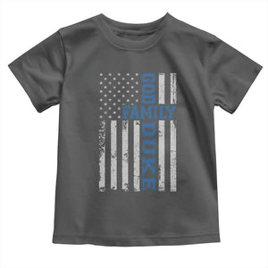 God Family Duke Toddler T Shirt Blue Game Day Vintage American Flag TS11 Dark Heather Print Your Wear