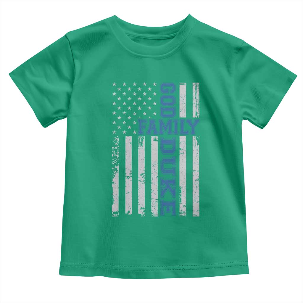 God Family Duke Toddler T Shirt Blue Game Day Vintage American Flag TS11 Irish Green Print Your Wear