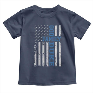 God Family Duke Toddler T Shirt Blue Game Day Vintage American Flag TS11 Navy Print Your Wear