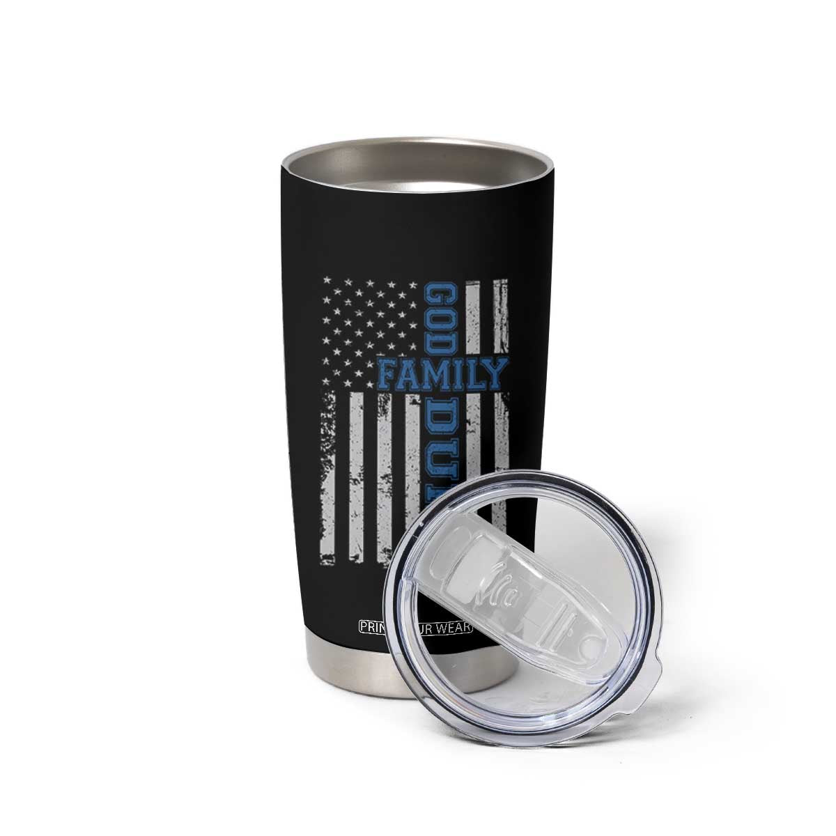 God Family Duke Tumbler Cup Blue Game Day Vintage American Flag TS11 Print Your Wear