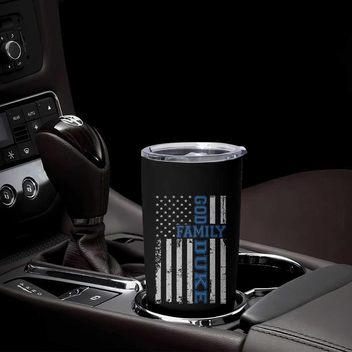 God Family Duke Tumbler Cup Blue Game Day Vintage American Flag TS11 Print Your Wear