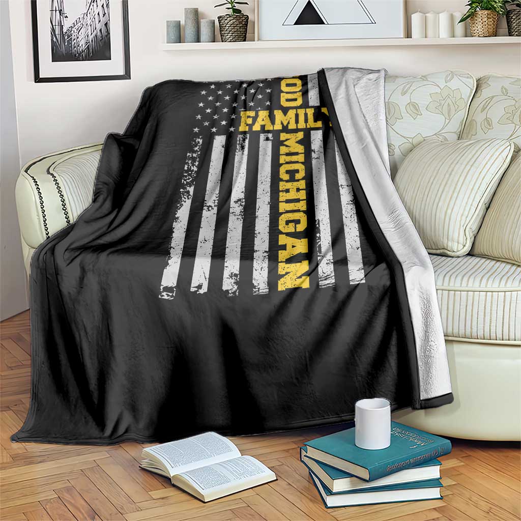 God Family Michigan Throw Blanket Game Day Vintage American Flag TS11 Print Your Wear