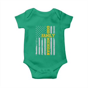 God Family Michigan Baby Onesie Game Day Vintage American Flag TS11 Irish Green Print Your Wear