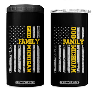 God Family Michigan 4 in 1 Can Cooler Tumbler Game Day Vintage American Flag TS11 One Size: 16 oz Black Print Your Wear