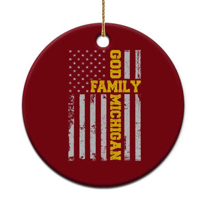 God Family Michigan Ceramic Ornament Game Day Vintage American Flag TS11 1pc Red Print Your Wear