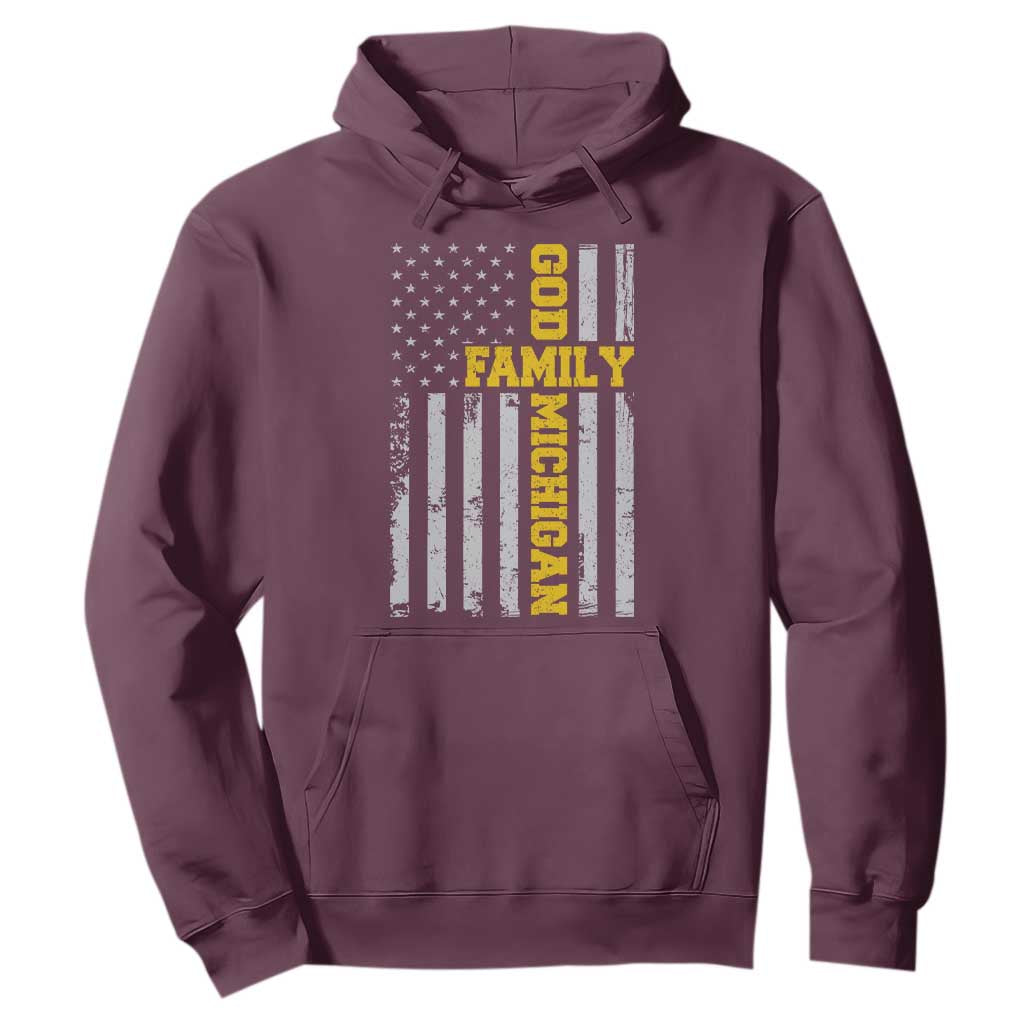 God Family Michigan Hoodie Game Day Vintage American Flag TS11 Maroon Print Your Wear
