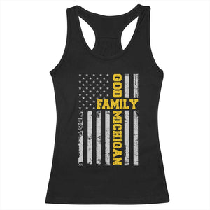 God Family Michigan Racerback Tank Top Game Day Vintage American Flag TS11 Black Print Your Wear