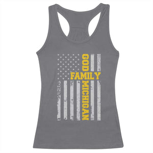 God Family Michigan Racerback Tank Top Game Day Vintage American Flag TS11 Charcoal Print Your Wear