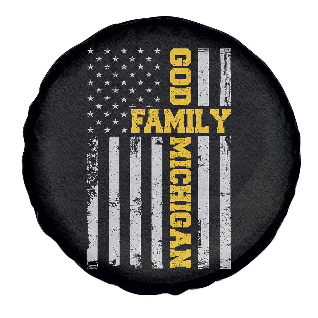 God Family Michigan Spare Tire Cover Game Day Vintage American Flag TS11 Print Your Wear