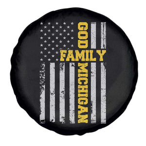God Family Michigan Spare Tire Cover Game Day Vintage American Flag TS11 Print Your Wear