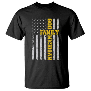 God Family Michigan T Shirt - Game Day Vintage American Flag TS11 Black Print Your Wear