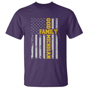 God Family Michigan T Shirt - Game Day Vintage American Flag TS11 Purple Print Your Wear