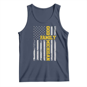 God Family Michigan Tank Top Game Day Vintage American Flag TS11 Navy Print Your Wear