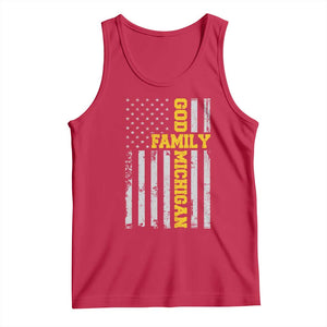 God Family Michigan Tank Top Game Day Vintage American Flag TS11 Red Print Your Wear