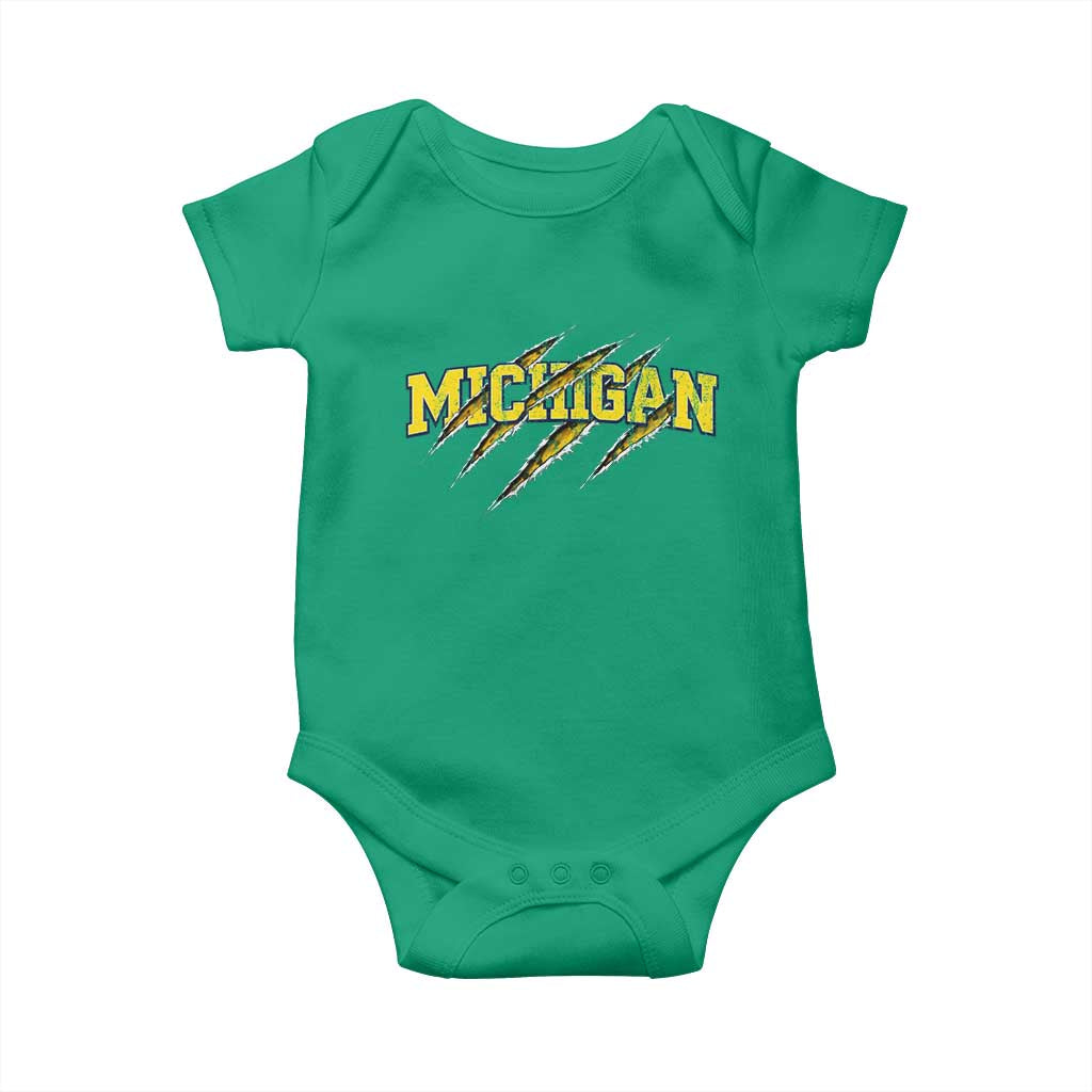 Michigan Fan Baby Onesie MI State Sports Game Day Scratch Mark TS11 Irish Green Print Your Wear
