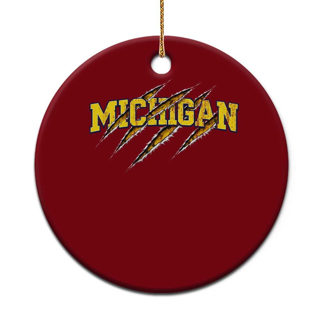 Michigan Fan Ceramic Ornament MI State Sports Game Day Scratch Mark TS11 1pc Red Print Your Wear
