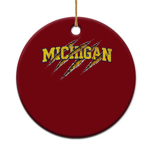 Michigan Fan Ceramic Ornament MI State Sports Game Day Scratch Mark TS11 1pc Red Print Your Wear