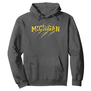 Michigan Fan Hoodie MI State Sports Game Day Scratch Mark TS11 Dark Heather Print Your Wear