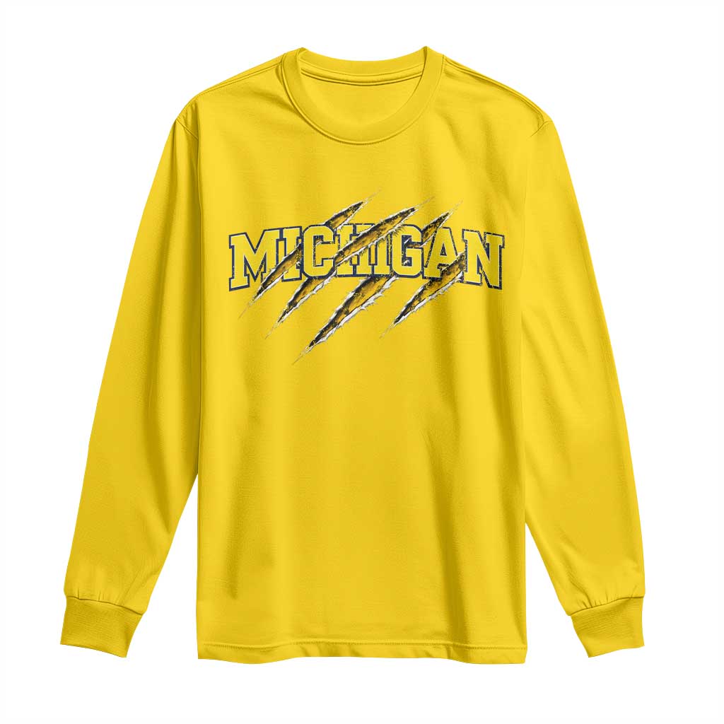 Michigan Fan Long Sleeve Shirt MI State Sports Game Day Scratch Mark TS11 Daisy Print Your Wear