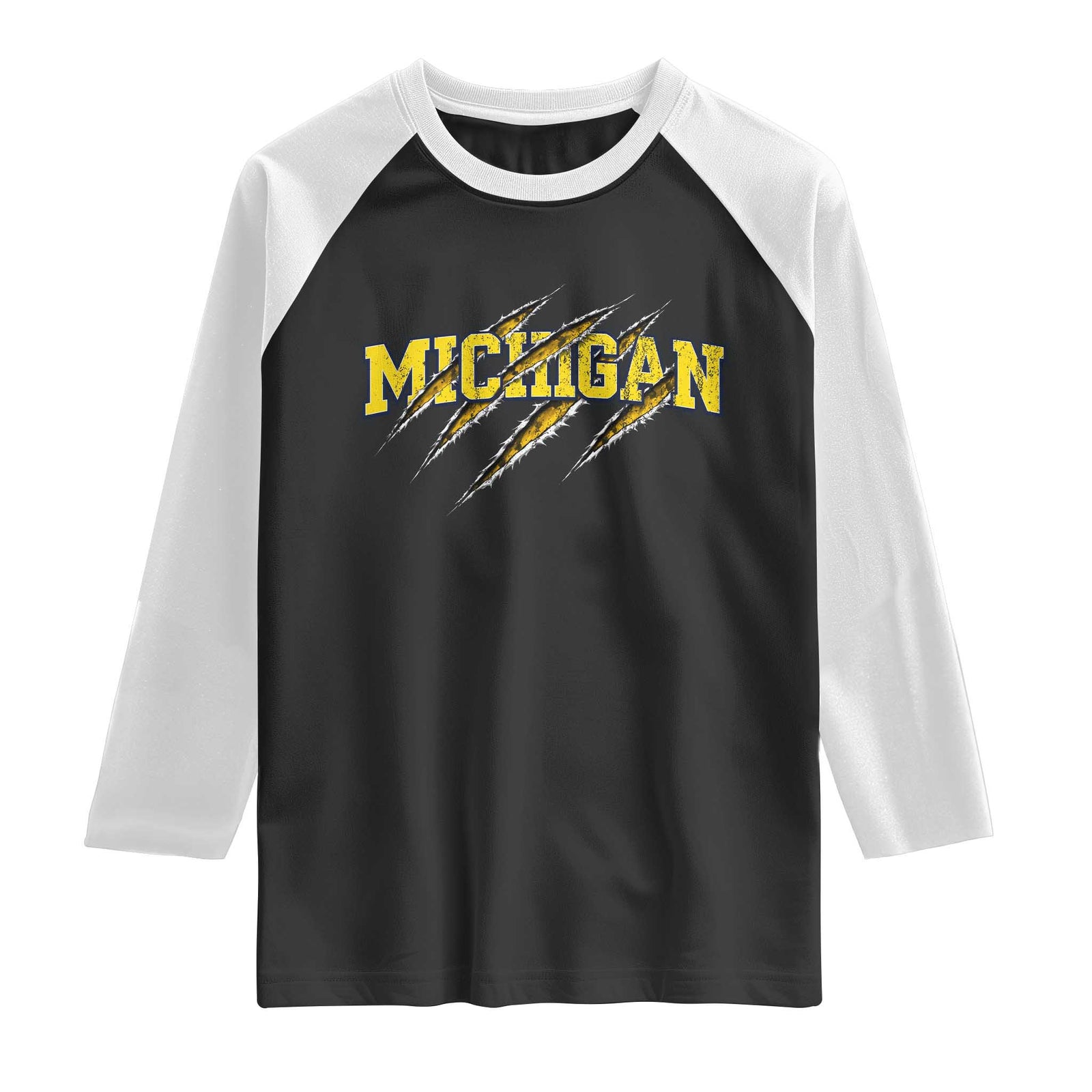 Michigan Fan Raglan Shirt MI State Sports Game Day Scratch Mark TS11 Black White Print Your Wear