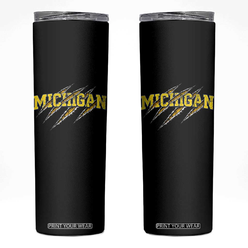 Michigan Fan Skinny Tumbler MI State Sports Game Day Scratch Mark TS11 Black Print Your Wear