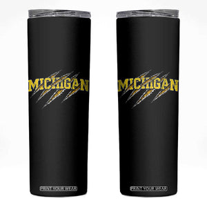 Michigan Fan Skinny Tumbler MI State Sports Game Day Scratch Mark TS11 Black Print Your Wear