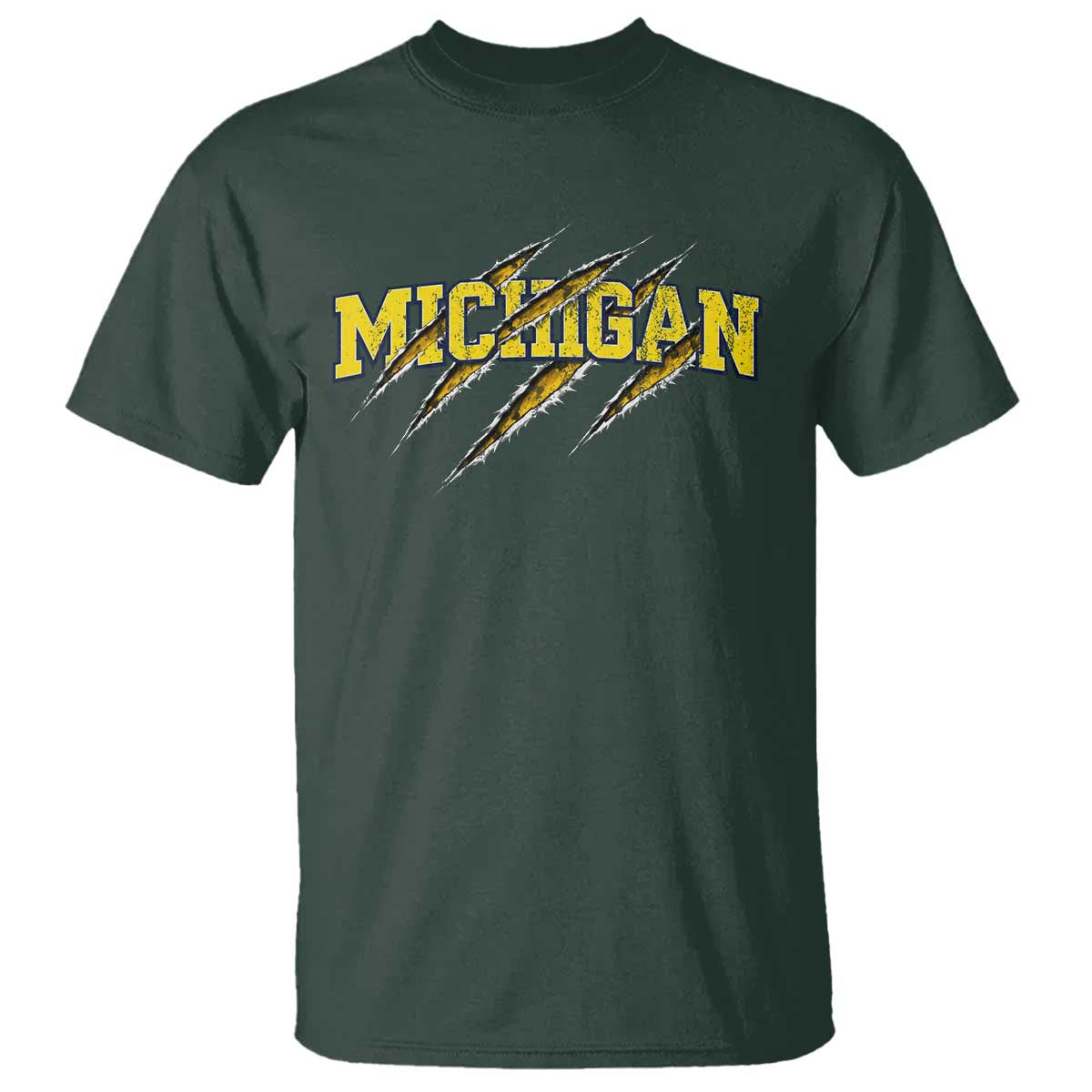 Michigan Fan T Shirt MI State Sports Game Day Scratch Mark TS11 Dark Forest Green Print Your Wear