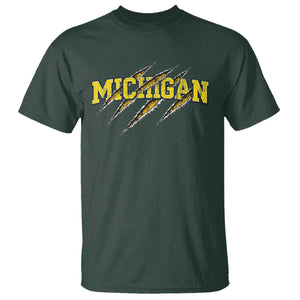 Michigan Fan T Shirt MI State Sports Game Day Scratch Mark TS11 Dark Forest Green Print Your Wear