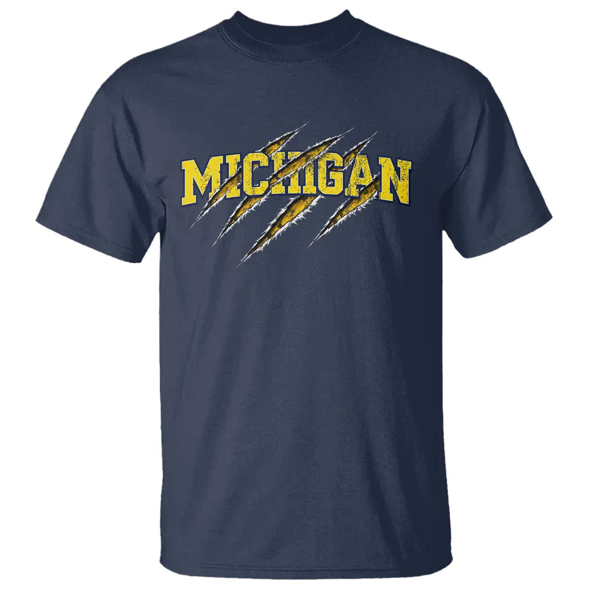 Michigan Fan T Shirt MI State Sports Game Day Scratch Mark TS11 Navy Print Your Wear