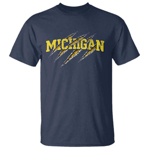 Michigan Fan T Shirt MI State Sports Game Day Scratch Mark TS11 Navy Print Your Wear