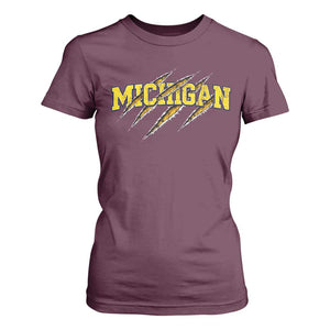 Michigan Fan T Shirt For Women MI State Sports Game Day Scratch Mark TS11 Maroon Print Your Wear