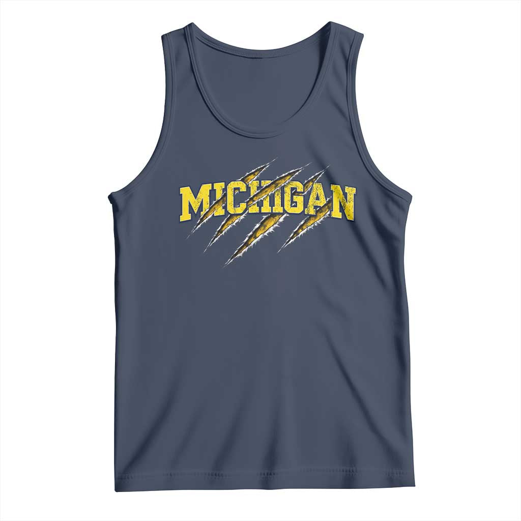 Michigan Fan Tank Top MI State Sports Game Day Scratch Mark TS11 Navy Print Your Wear
