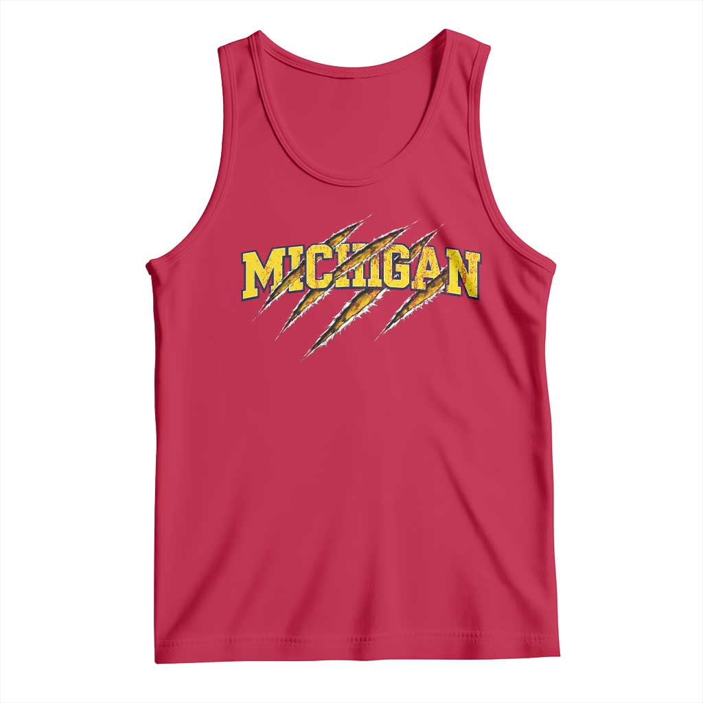 Michigan Fan Tank Top MI State Sports Game Day Scratch Mark TS11 Red Print Your Wear