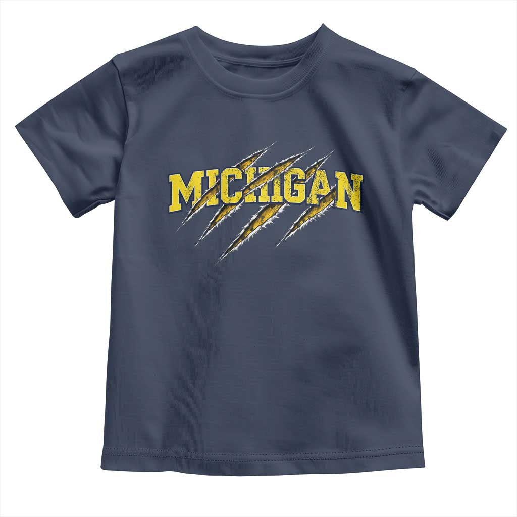 Michigan Fan Toddler T Shirt MI State Sports Game Day Scratch Mark TS11 Navy Print Your Wear