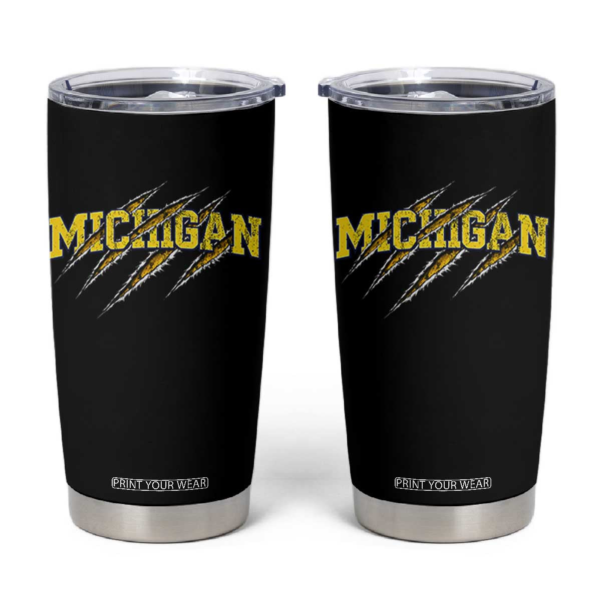 Michigan Fan Tumbler Cup MI State Sports Game Day Scratch Mark TS11 Black Print Your Wear