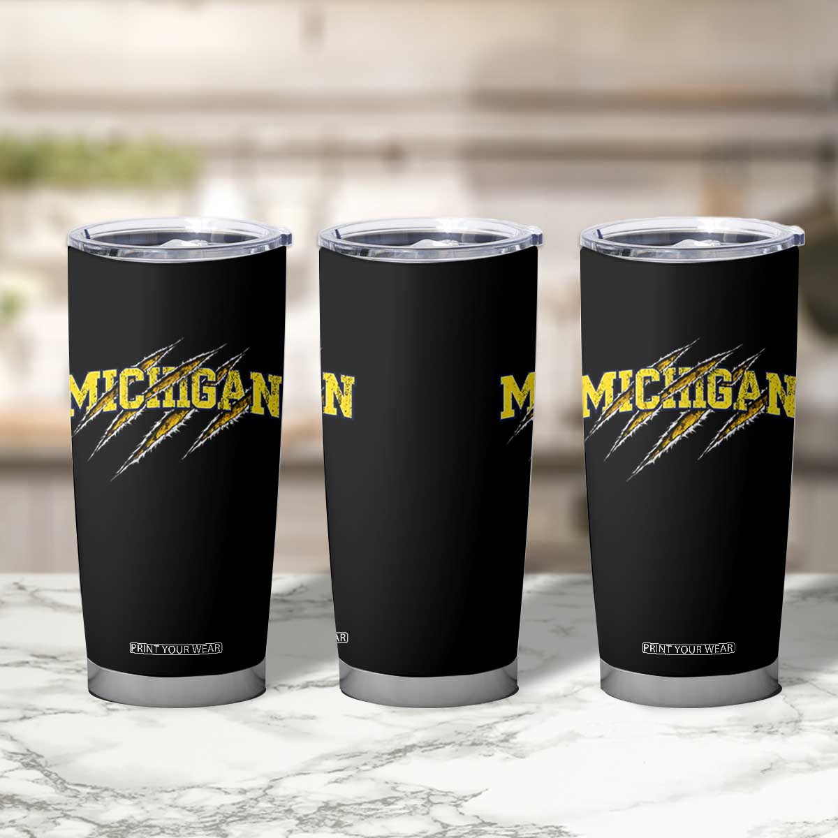 Michigan Fan Tumbler Cup MI State Sports Game Day Scratch Mark TS11 Print Your Wear