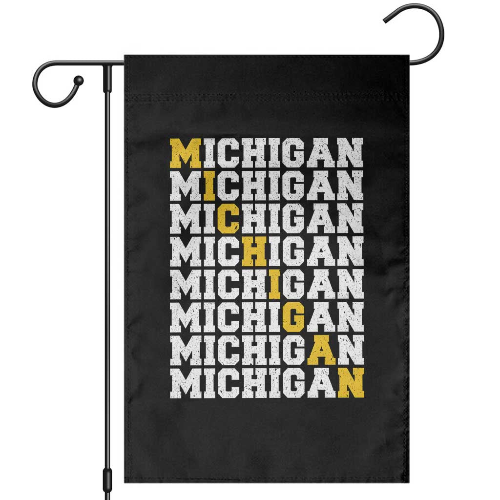 Michigan Fan Garden Flag Yellow Bold Athletic Sport State Letters Game Day TS11 Black Print Your Wear