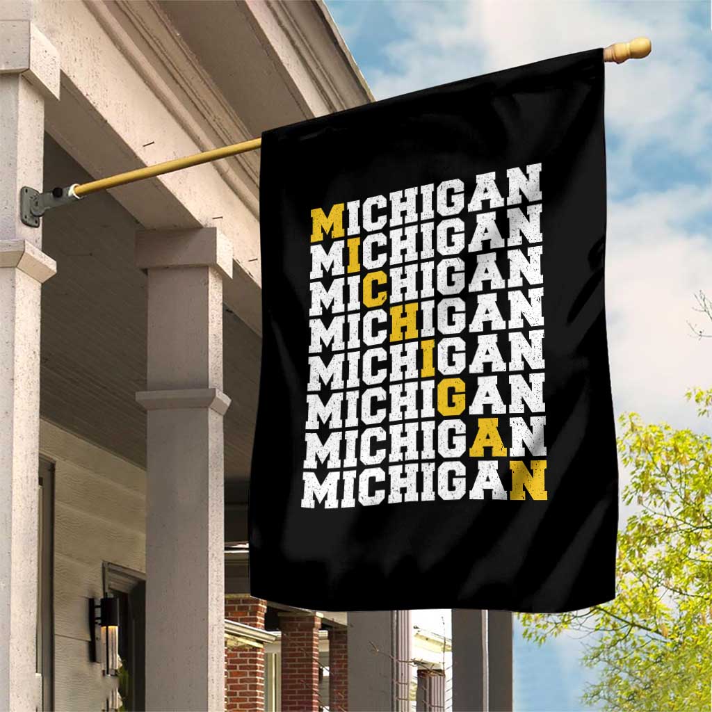 Michigan Fan Garden Flag Yellow Bold Athletic Sport State Letters Game Day TS11 Print Your Wear