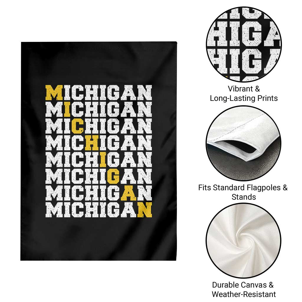 Michigan Fan Garden Flag Yellow Bold Athletic Sport State Letters Game Day TS11 Print Your Wear