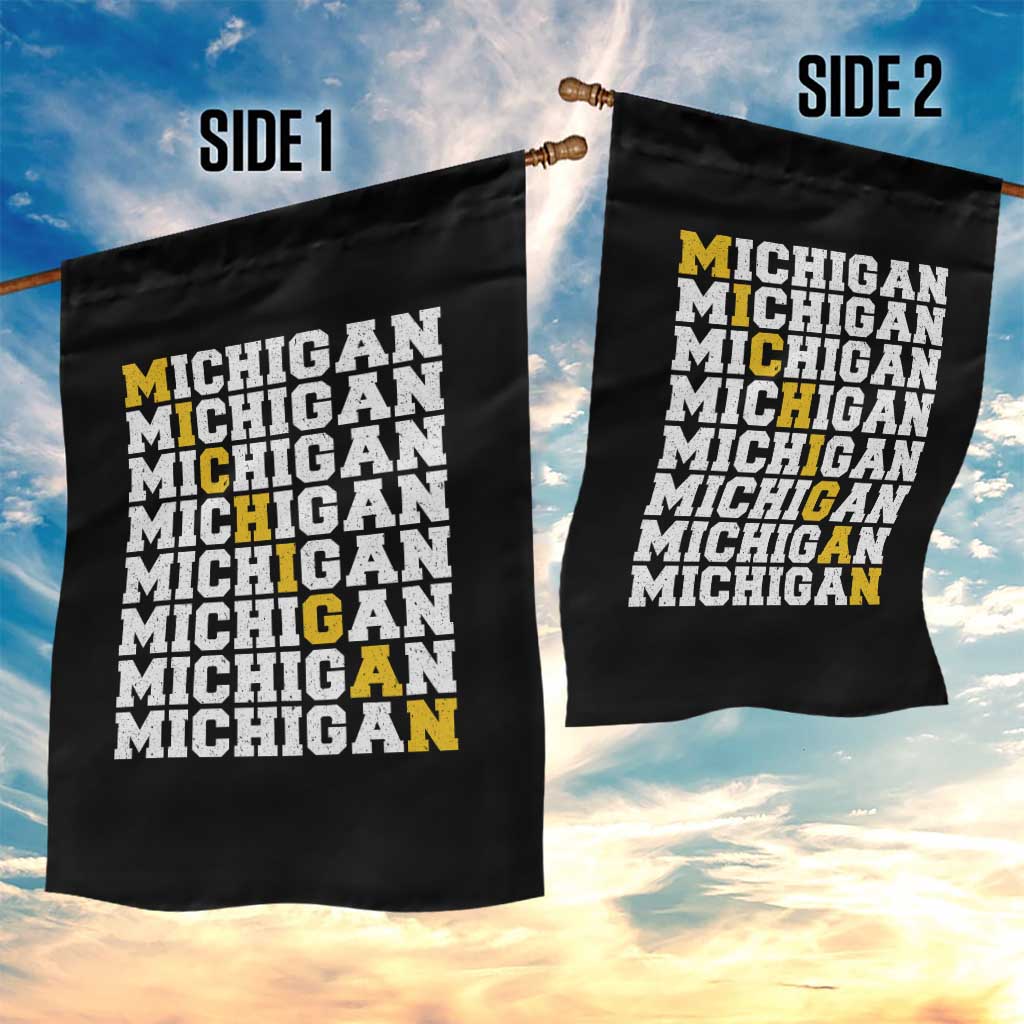 Michigan Fan Garden Flag Yellow Bold Athletic Sport State Letters Game Day TS11 Print Your Wear