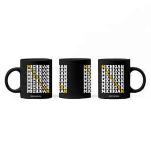 Michigan Fan Coffee Mug Yellow Bold Athletic Sport State Letters Game Day TS11 Print Your Wear